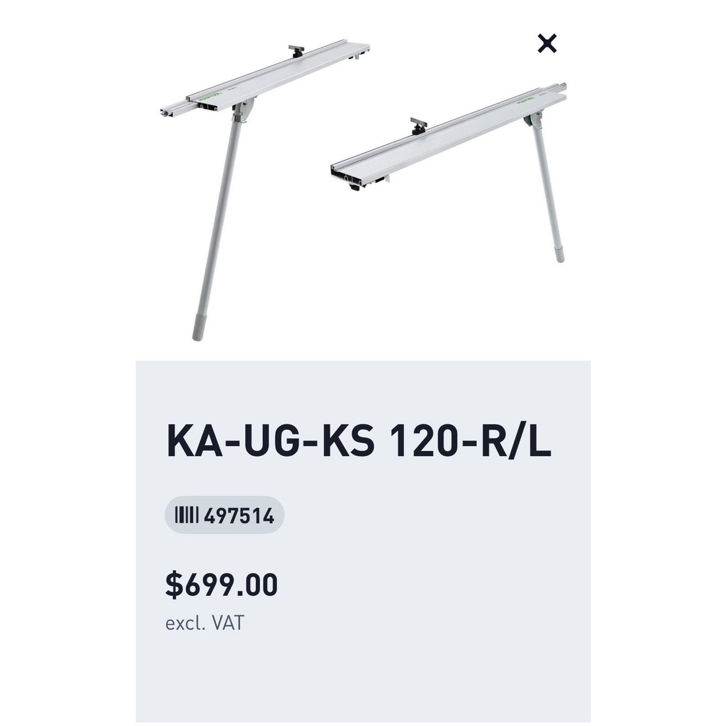 Festool 497514 KA-UG-KS 120-R/L Extension Set for Kapex UG Stand