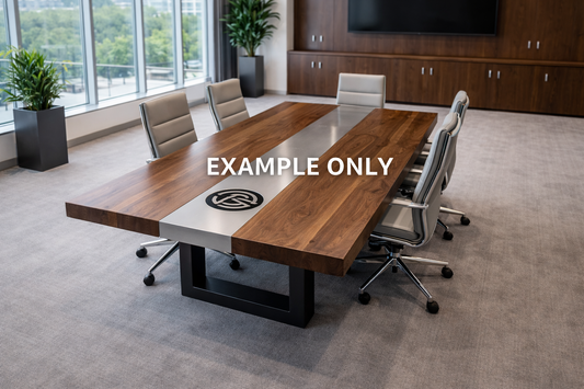 Commissioned Architectural Conference Table with Optional Custom Logo Inlay